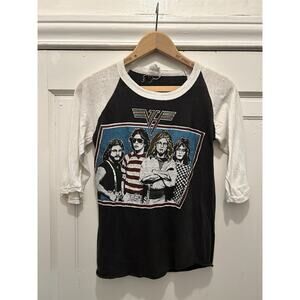 Vintage Van Halen Raglan Concert Band T-Shirt Early 80's Double Sided Size S